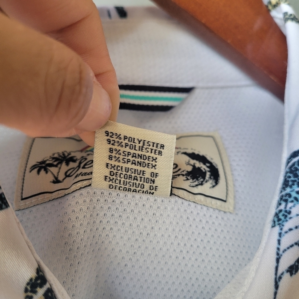 Seapointe Men's Soft Tropical Hawaiian Pocket Button Down Shirts Large Collared - Picture 8 of 11